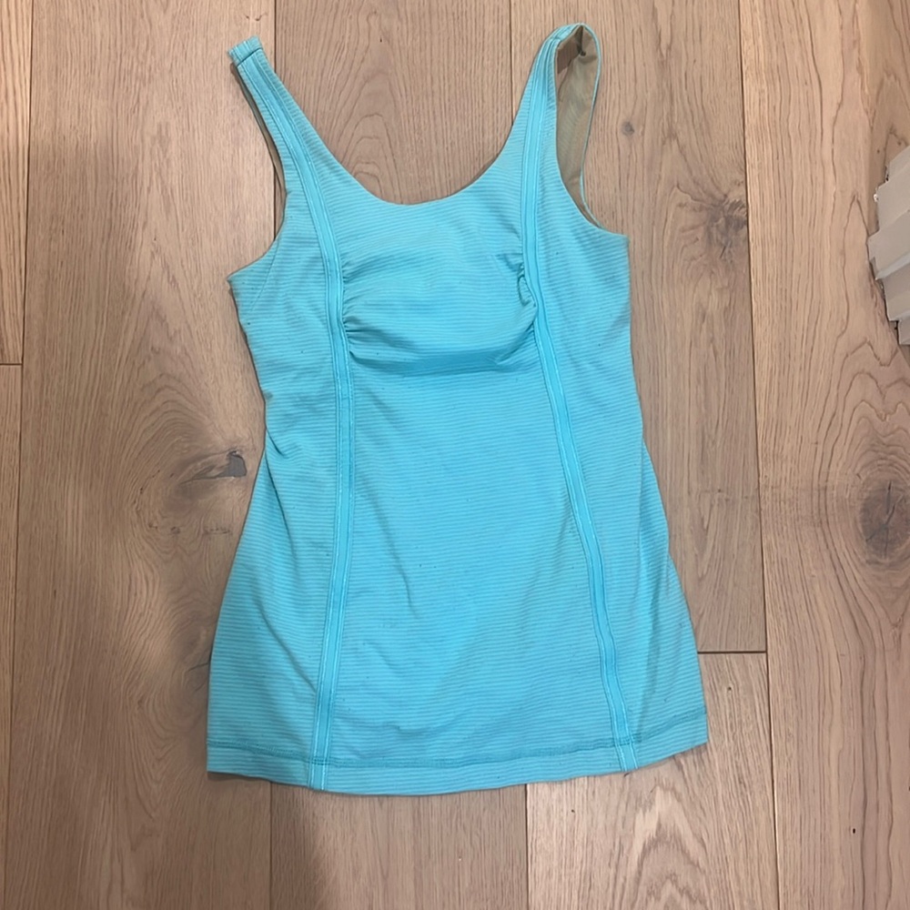 Blue Lululemon athletic tank.